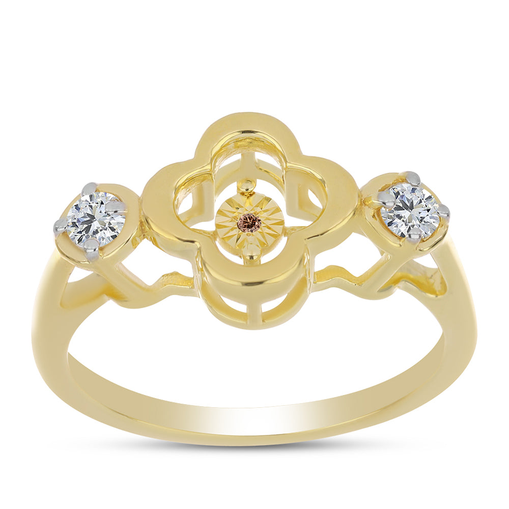 Kullattu hopeaSormus Konjakin Värisellä Timantilla ja Valkoisella Topaasilla