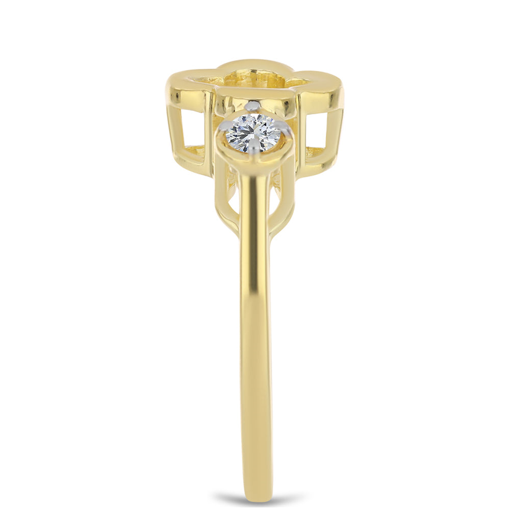 Kullattu hopeaSormus Konjakin Värisellä Timantilla ja Valkoisella Topaasilla