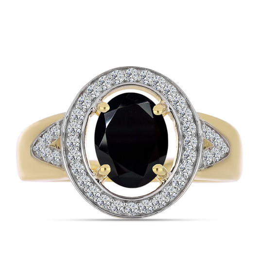 Kullattu hopeaSormus Mustalla Onyksilla ja Valkoisella Topaasilla