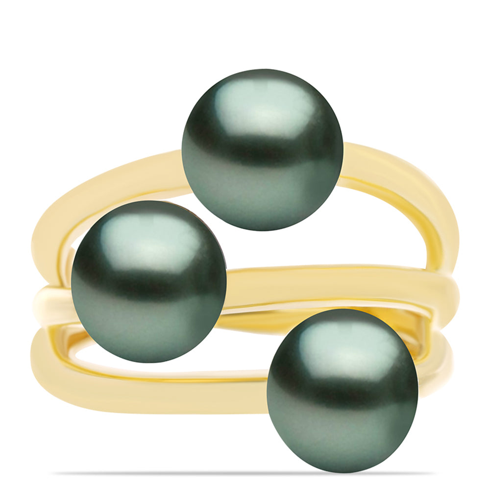 Kullattu hopeaSormus Tahitian vihreä illuusio makeanveden helmi