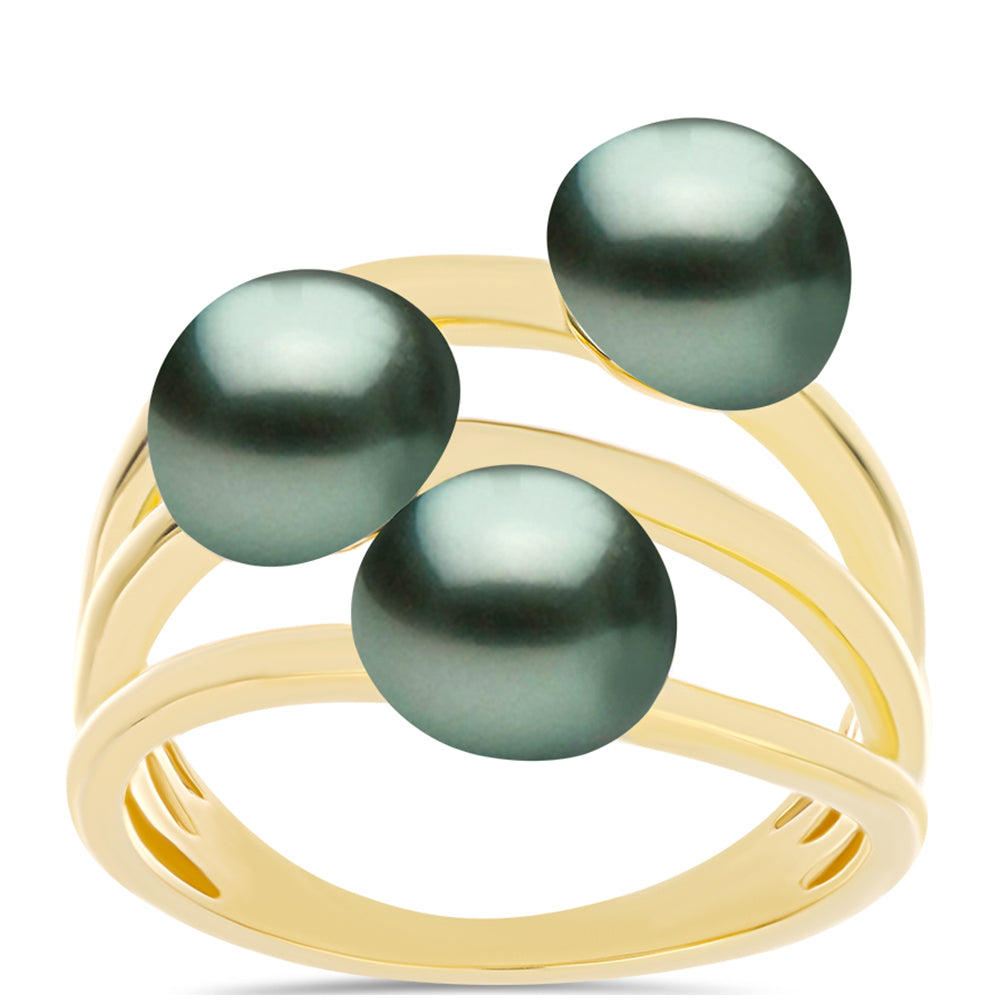 Kullattu hopeaSormus Tahitian vihreä illuusio makeanveden helmi