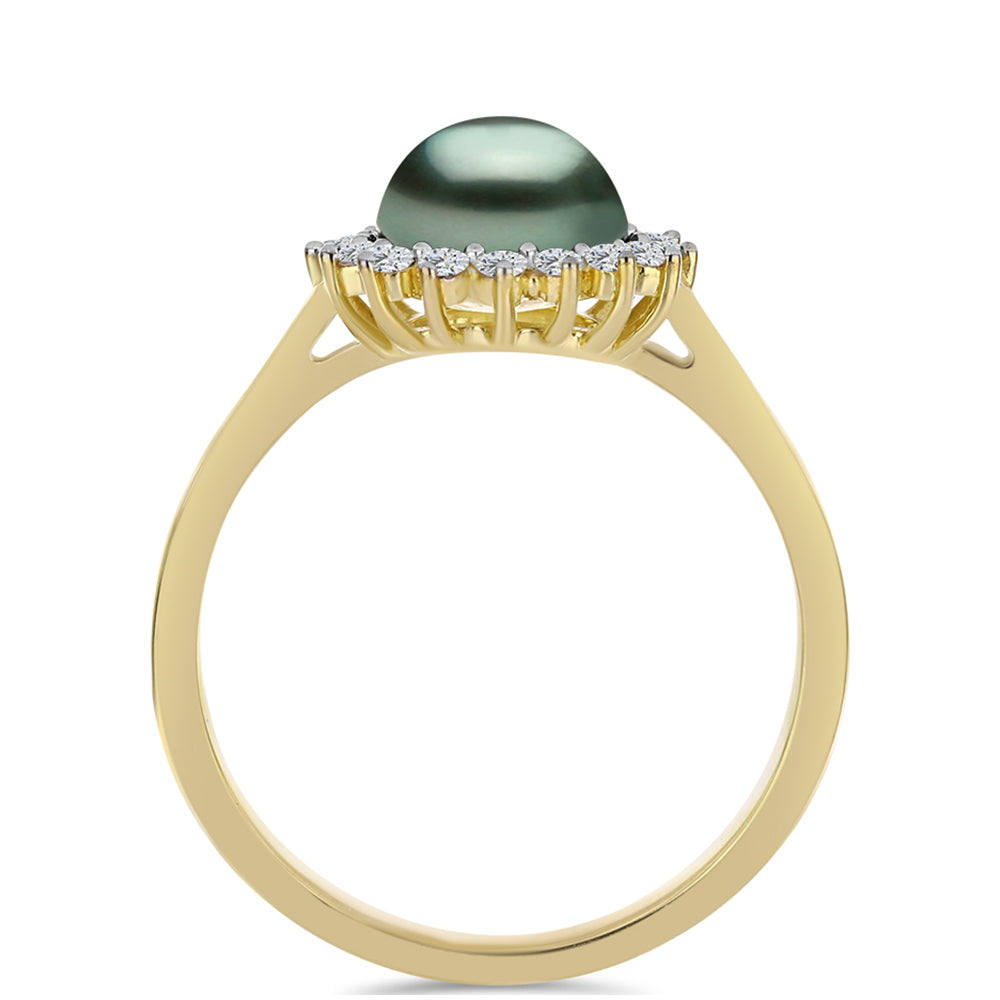 Kullattu hopeaSormus Tahitian vihreä illuusio makeanveden helmi ja Valkoisella Topaasilla 2 