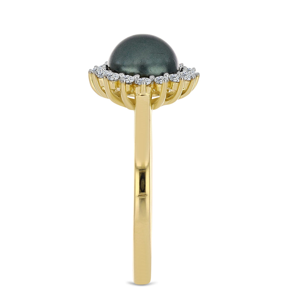 Kullattu hopeaSormus Tahitian vihreä illuusio makeanveden helmi ja Valkoisella Topaasilla 4 