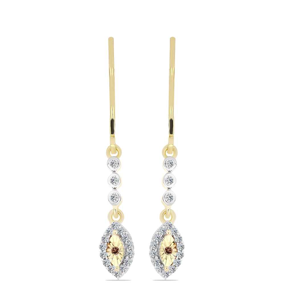 Kullatut hopeat Korvakorut Konjakin Värisellä Timantilla ja Valkoisella Topaasilla