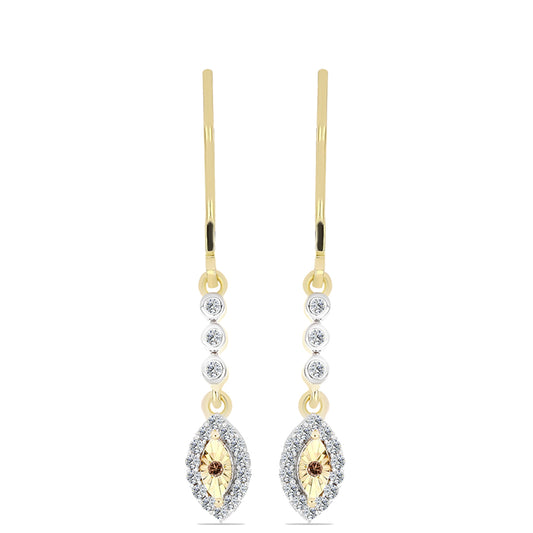 Kullatut hopeat Korvakorut Konjakin Värisellä Timantilla ja Valkoisella Topaasilla