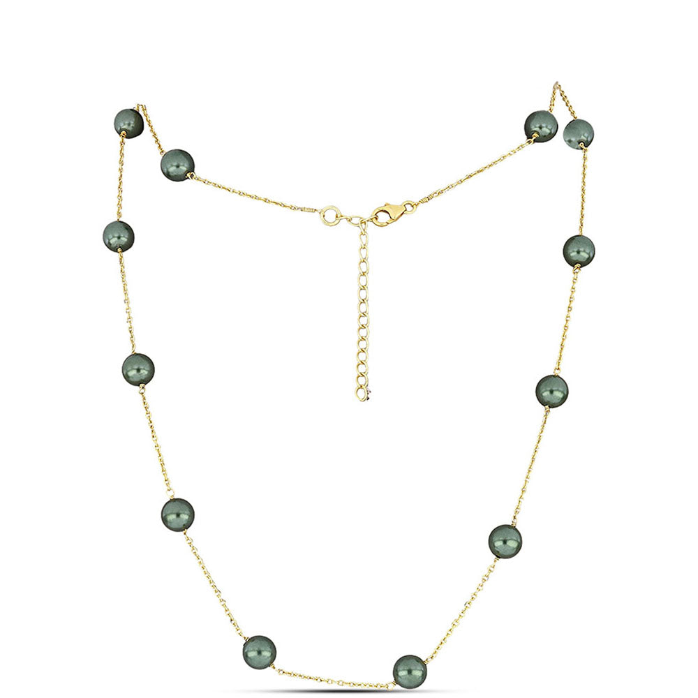 Kullattu hopeaKaulakoru Tahitian vihreä illuusio makeanveden helmi 1 