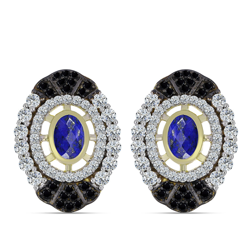 Kullatut hopeat Korvakorut Lapislatsulilla ja Valkoisella Topaasilla 1 