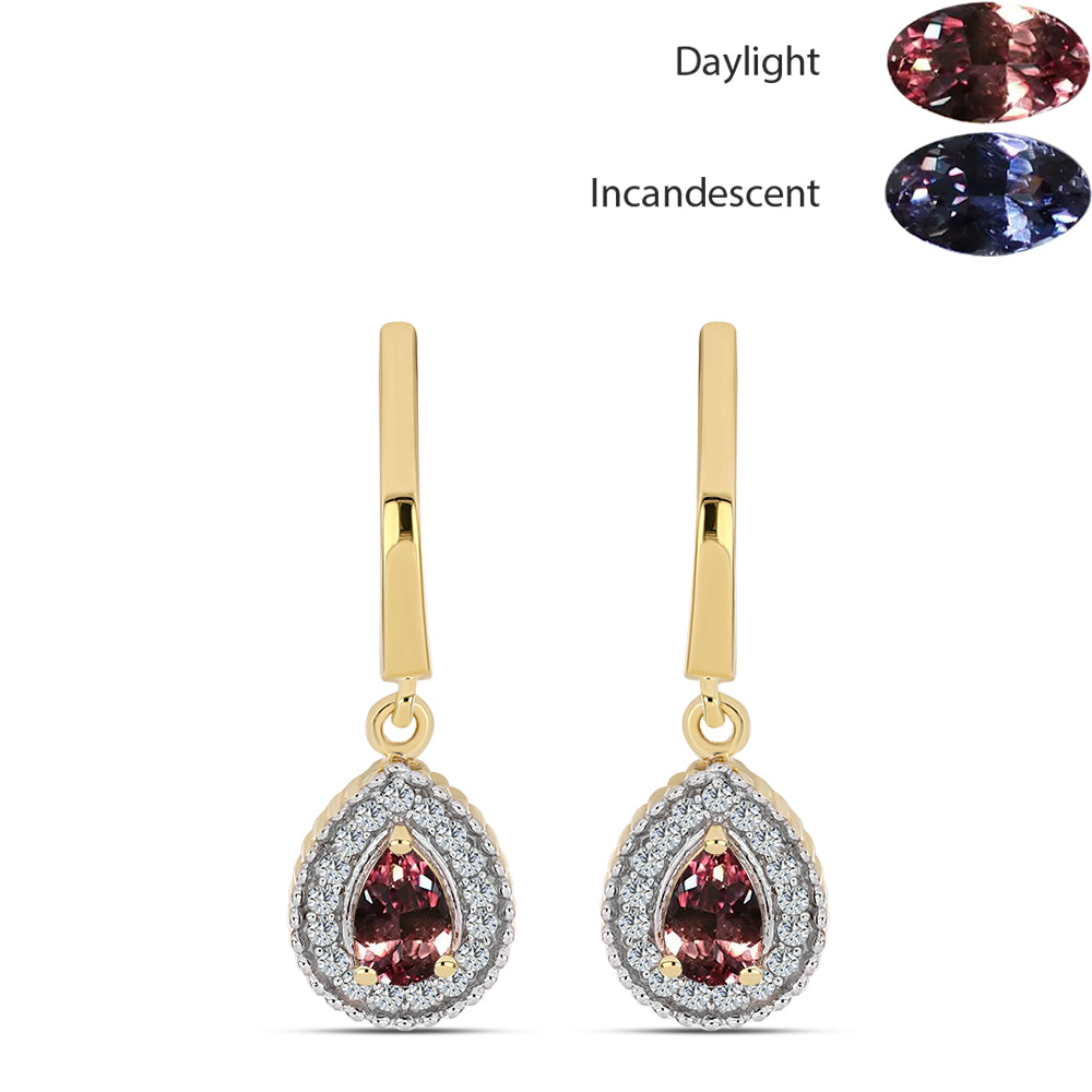 Kullatut hopeat Korvakorut Tsivory Väriävaihtavalla Granaatilla ja Valkoisella Topaasilla 1 