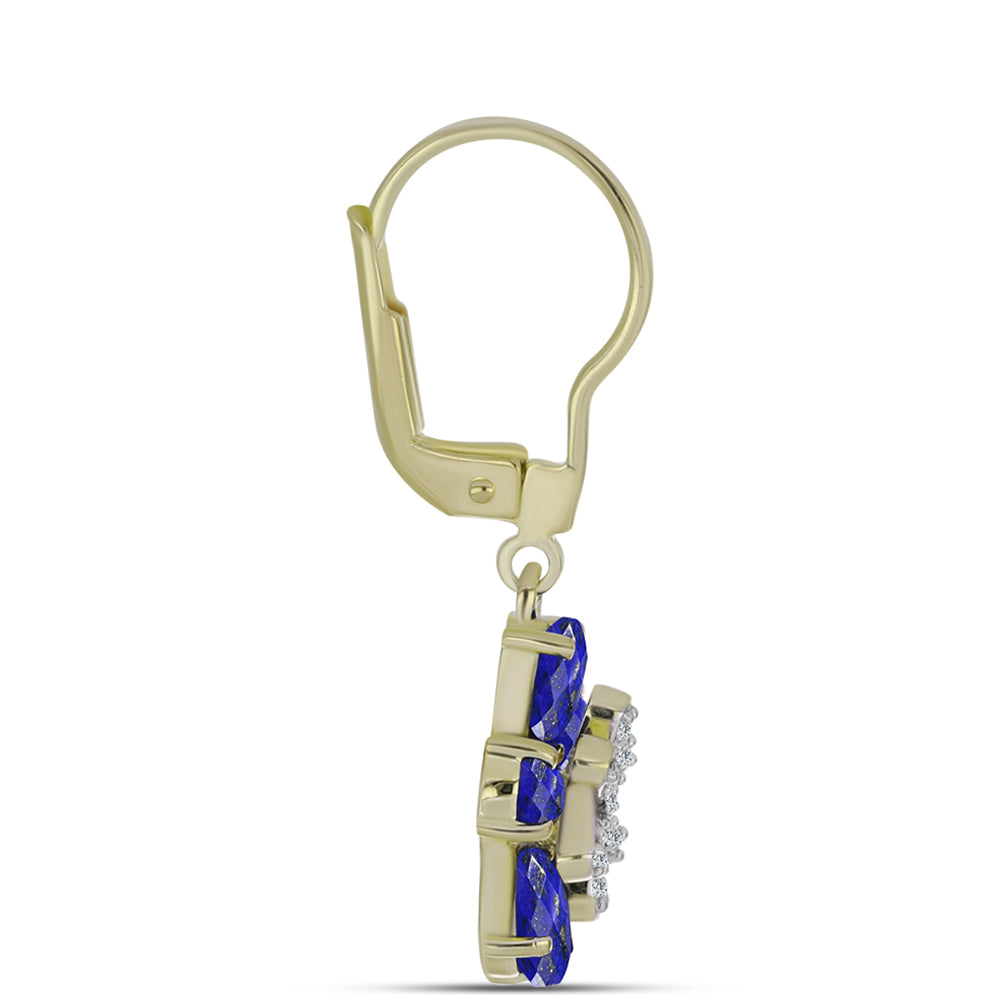 Kullatut hopeat Korvakorut Lapislatsulilla ja Valkoisella Topaasilla 2 