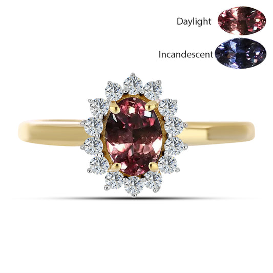 Kullattu hopeaSormus Tsivory Väriävaihtavalla Granaatilla ja Valkoisella Topaasilla