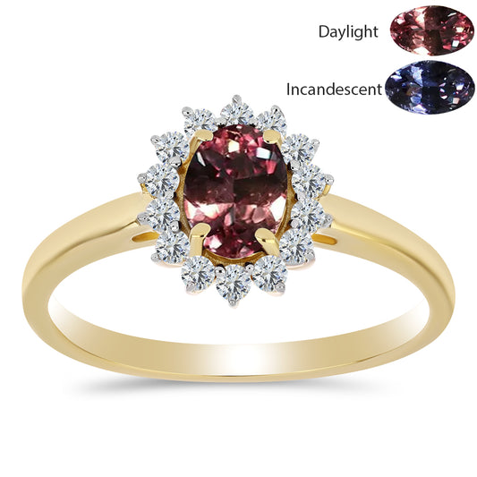 Kullattu hopeaSormus Tsivory Väriävaihtavalla Granaatilla ja Valkoisella Topaasilla