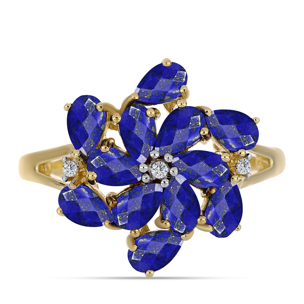 Kullattu hopeaSormus Lapislatsulilla ja Valkoisella Topaasilla 1 