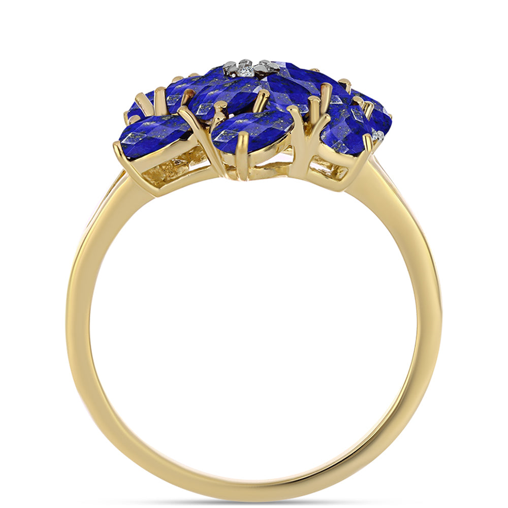 Kullattu hopeaSormus Lapislatsulilla ja Valkoisella Topaasilla 2 