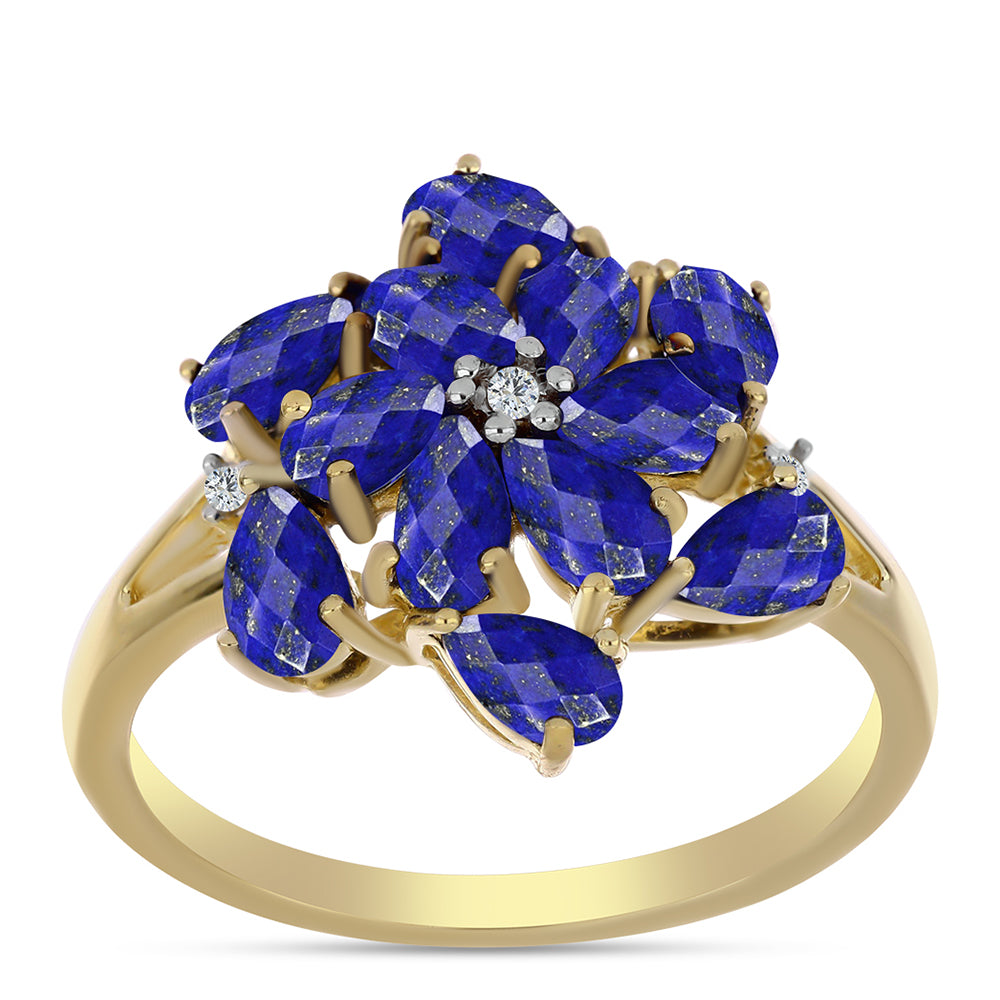 Kullattu hopeaSormus Lapislatsulilla ja Valkoisella Topaasilla 3 