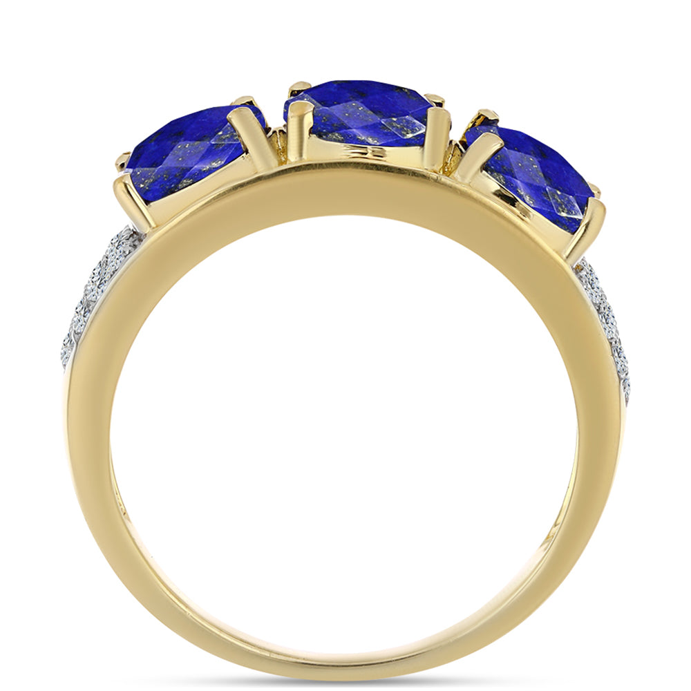 Kullattu hopeaSormus Lapislatsulilla ja Valkoisella Topaasilla 3 