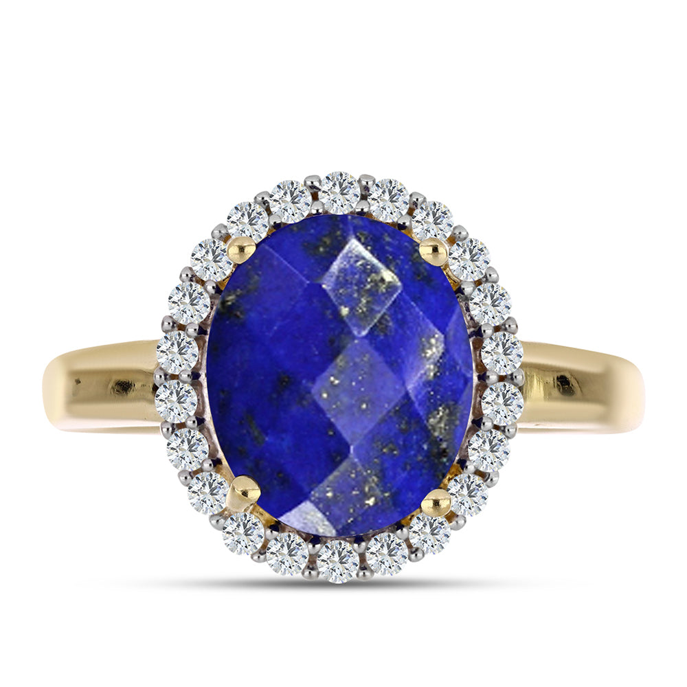 Kullattu hopeaSormus Lapislatsulilla ja Valkoisella Topaasilla 1 