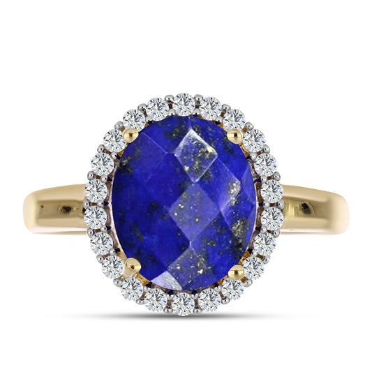 Kullattu hopeaSormus Lapislatsulilla ja Valkoisella Topaasilla