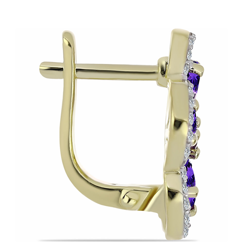 Kullatut hopeat Korvakorut Marokon Ametistilla ja Valkoisella Topaasilla 2 