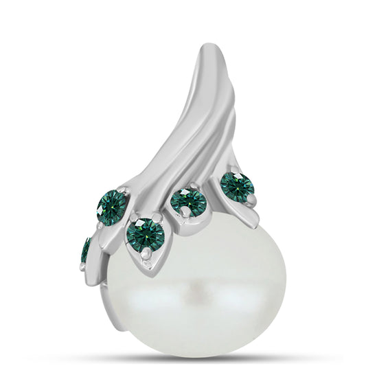 HopeaRiipus Merivihreä Moissanite ja Makeanveden Valkoisella Helmellä