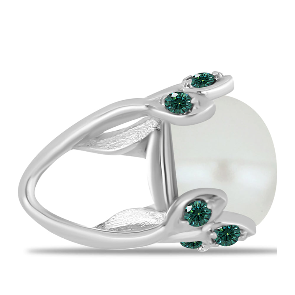 HopeaRiipus Merivihreä Moissanite ja Makeanveden Valkoisella Helmellä