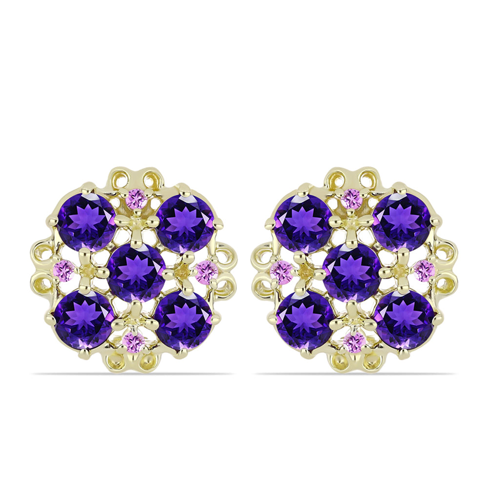 Kullatut hopeat Korvakorut Marokon Ametistilla ja Brasilian Smaragdilla 1 