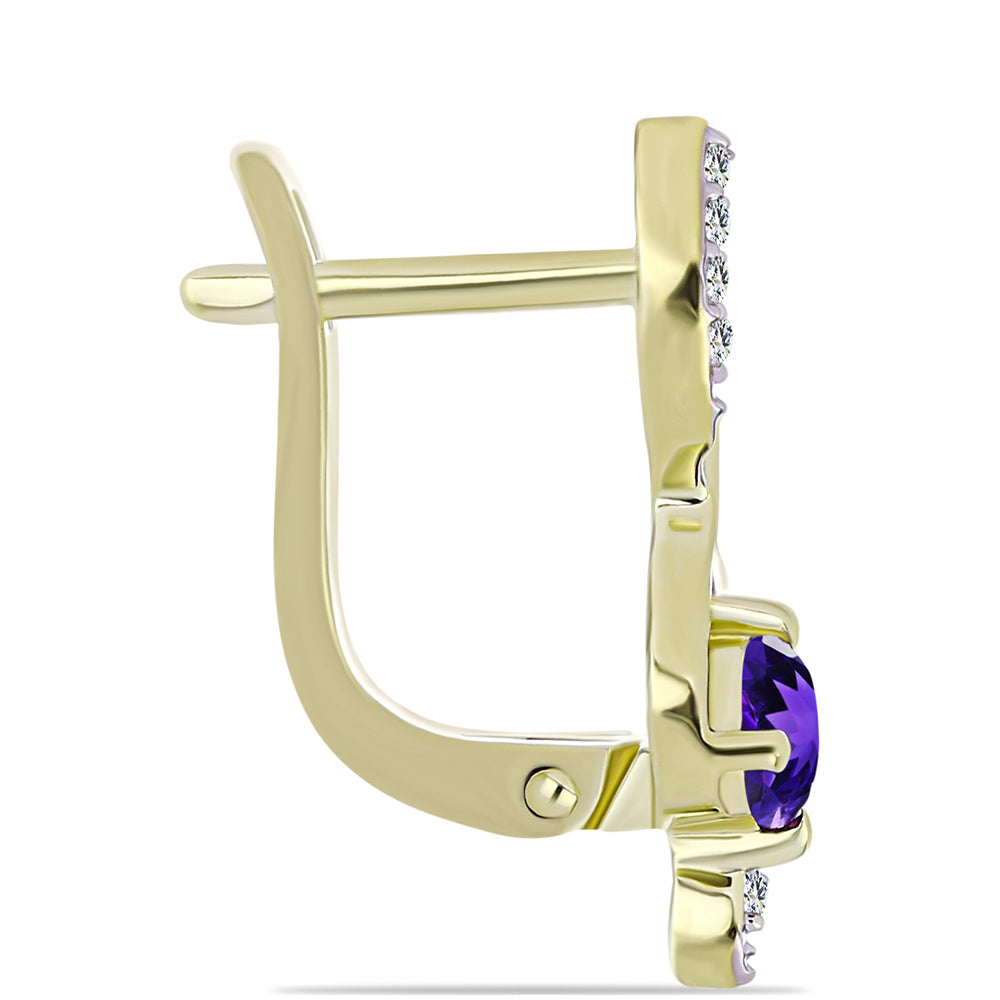 Kullattu hopeaSetti Marokon Ametistilla ja Valkoisella Topaasilla ( Korvakorut+Riipus )