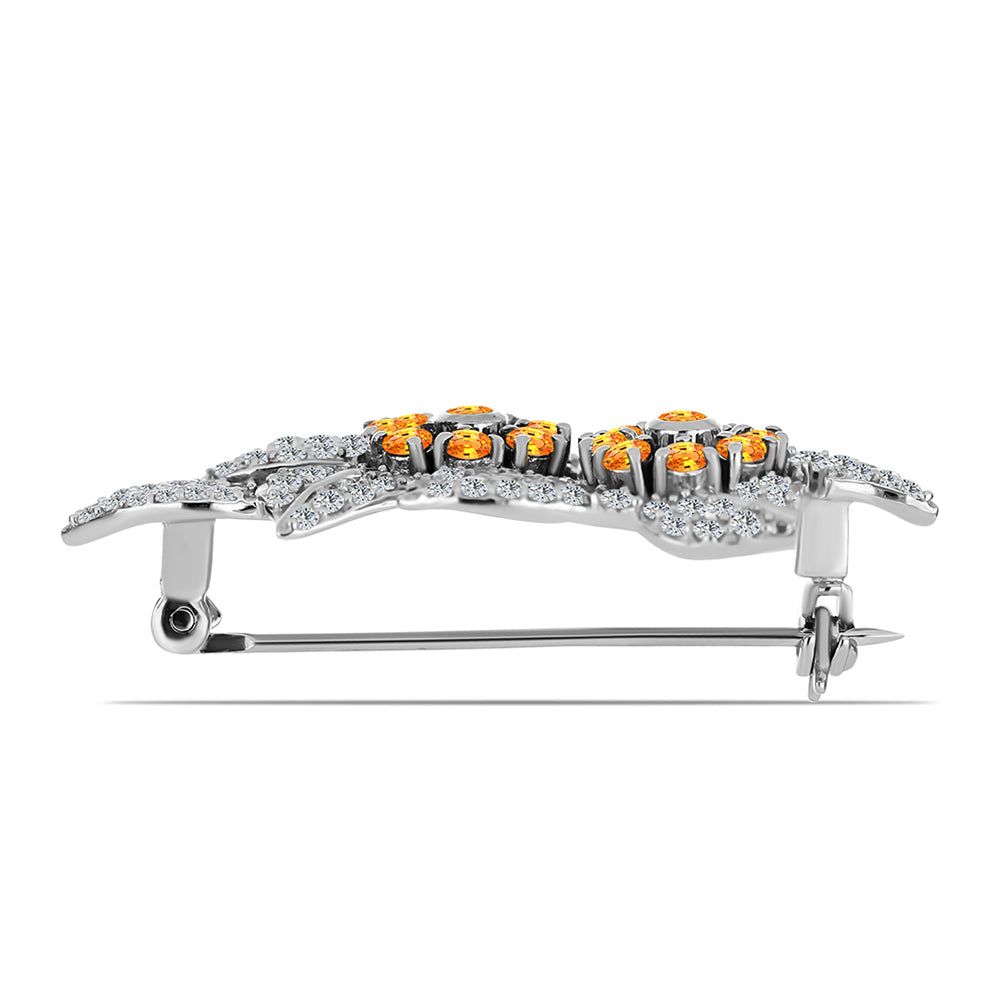 HopeaRintaneula Padparadschan Safiirilla ja Valkoisella Topaasilla