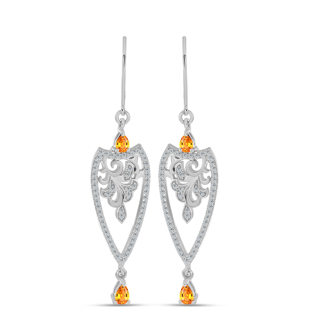 HopeaKorvakorut Padparadschan Safiirilla ja Valkoisella Topaasilla 1 