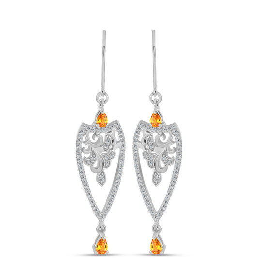 HopeaKorvakorut Padparadschan Safiirilla ja Valkoisella Topaasilla