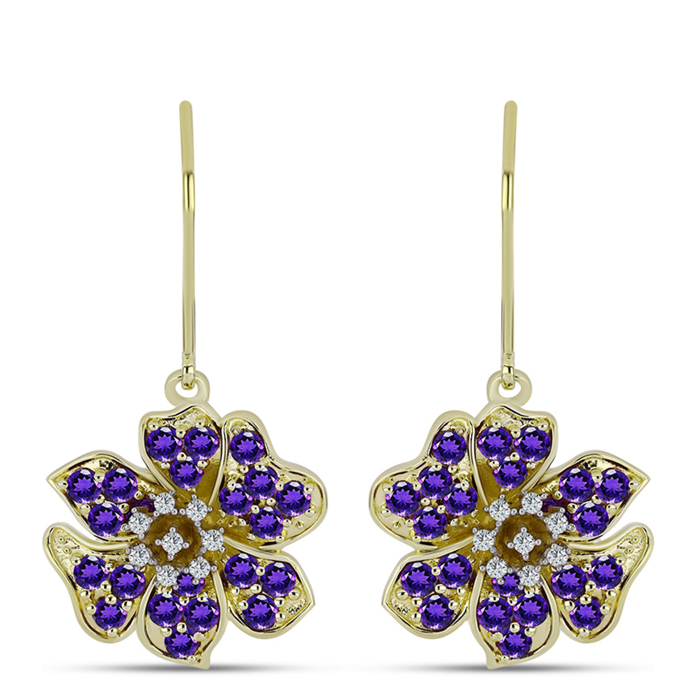 Kullatut hopeat Korvakorut Marokon Ametistilla ja Valkoisella Topaasilla 1 