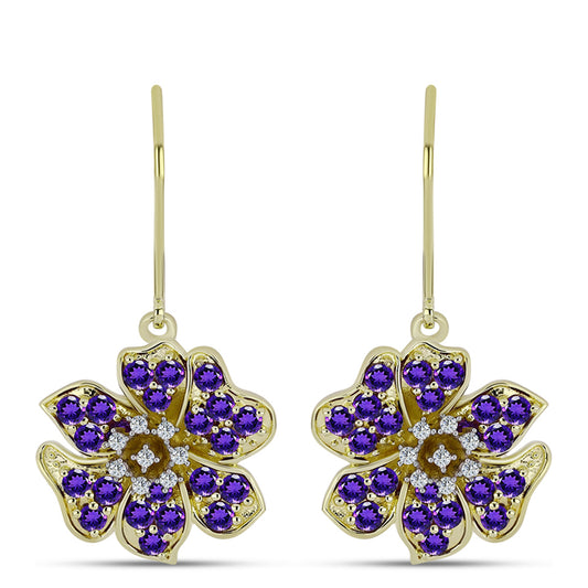 Kullatut hopeat Korvakorut Marokon Ametistilla ja Valkoisella Topaasilla