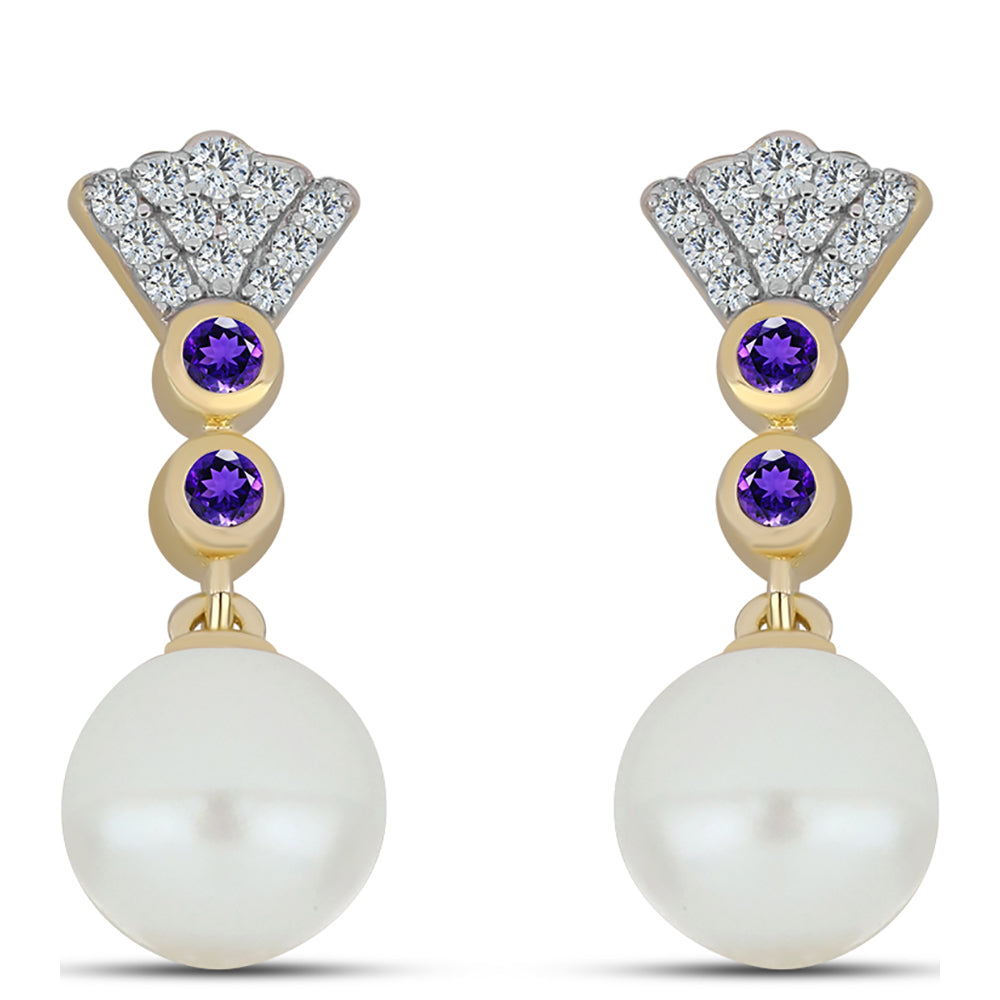 Kullattu hopeaRiipus Marokon Ametistilla ja Makeanveden Valkoisella Helmellä 1 