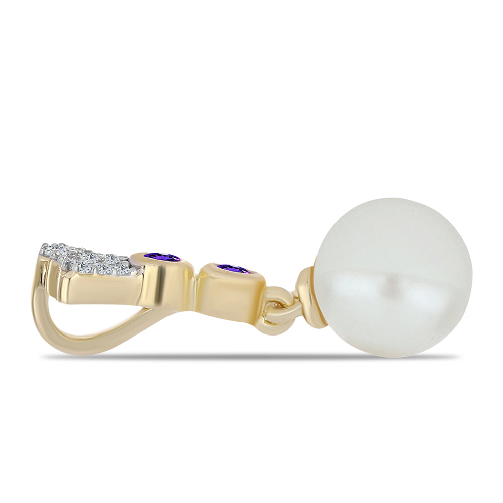 Kullattu hopeaRiipus Marokon Ametistilla ja Makeanveden Valkoisella Helmellä 2 