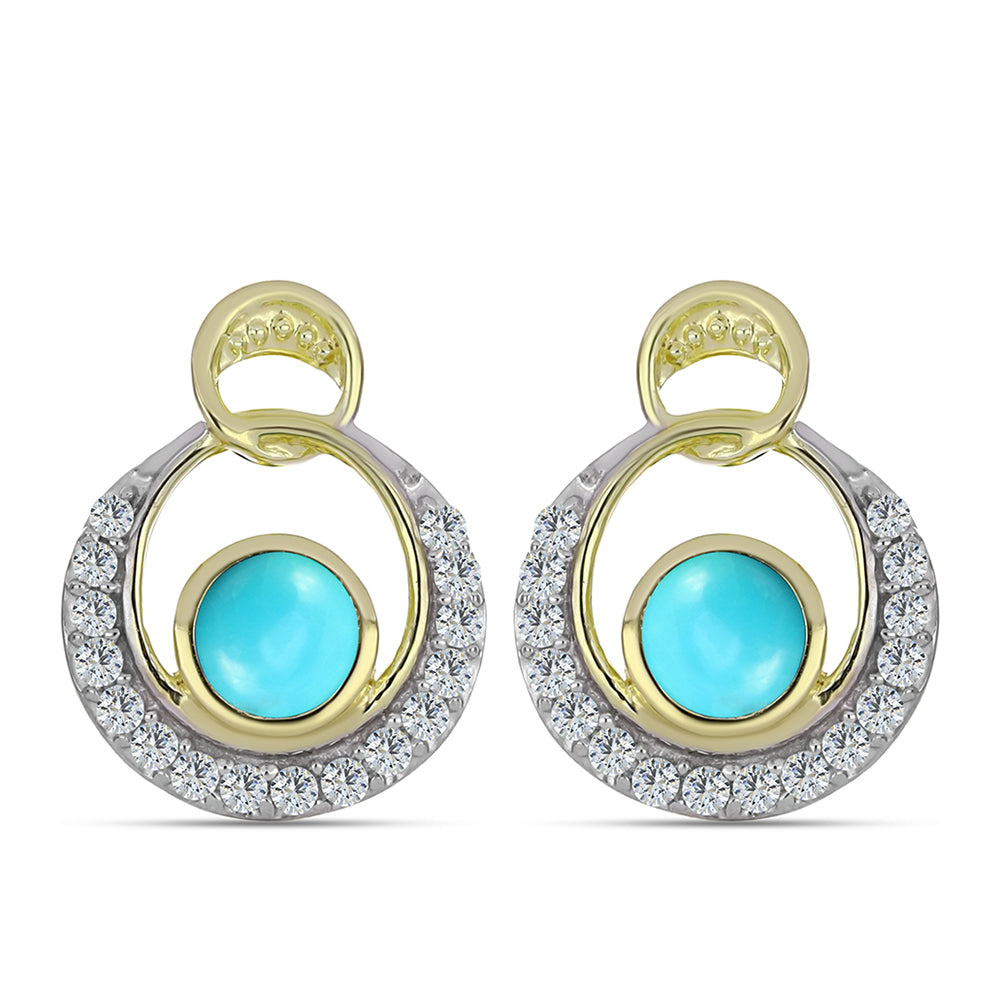 Kullatut hopeat Korvakorut Ruususen Turkoosilla ja Valkoisella Topaasilla 1 