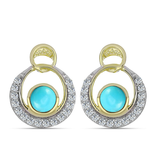 Kullatut hopeat Korvakorut Ruususen Turkoosilla ja Valkoisella Topaasilla