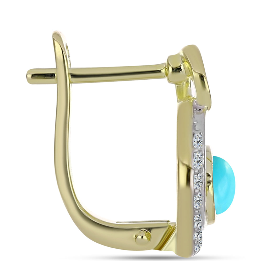 Kullatut hopeat Korvakorut Ruususen Turkoosilla ja Valkoisella Topaasilla 2 