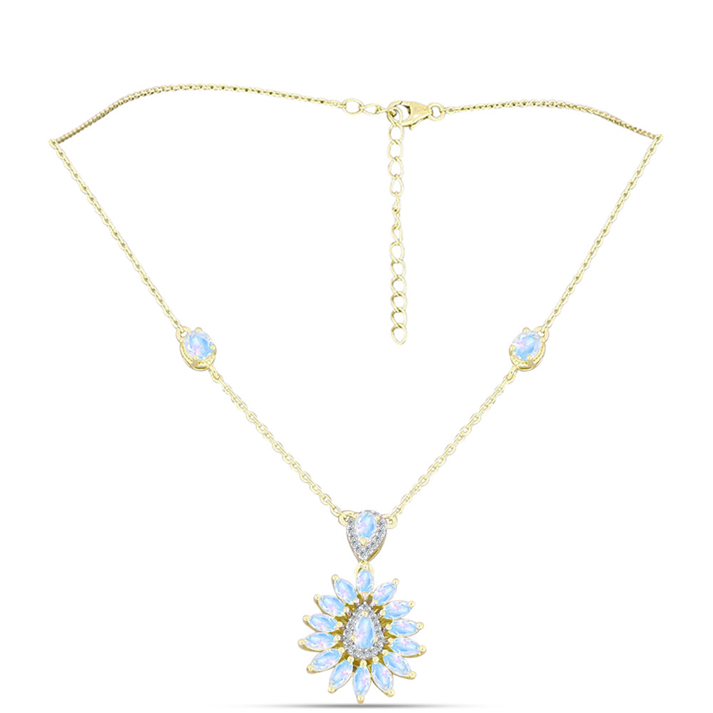 Kullattu hopeaKaulakoru Sateenkaarikuukivellä 1 