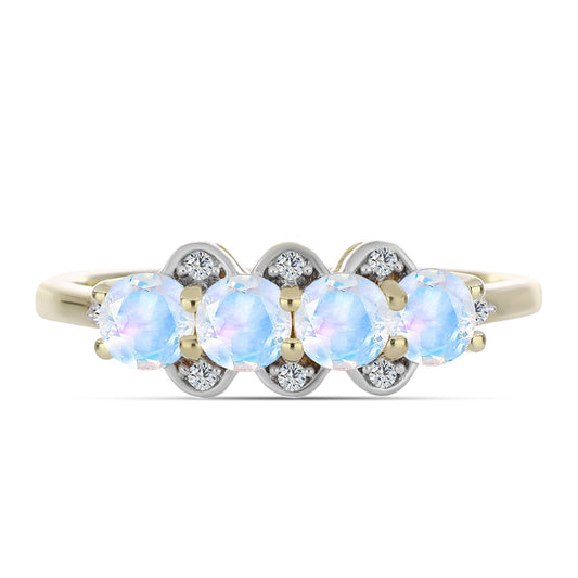 Kullattu hopeaSormus Sateenkaarikuukivellä ja Valkoisella Topaasilla