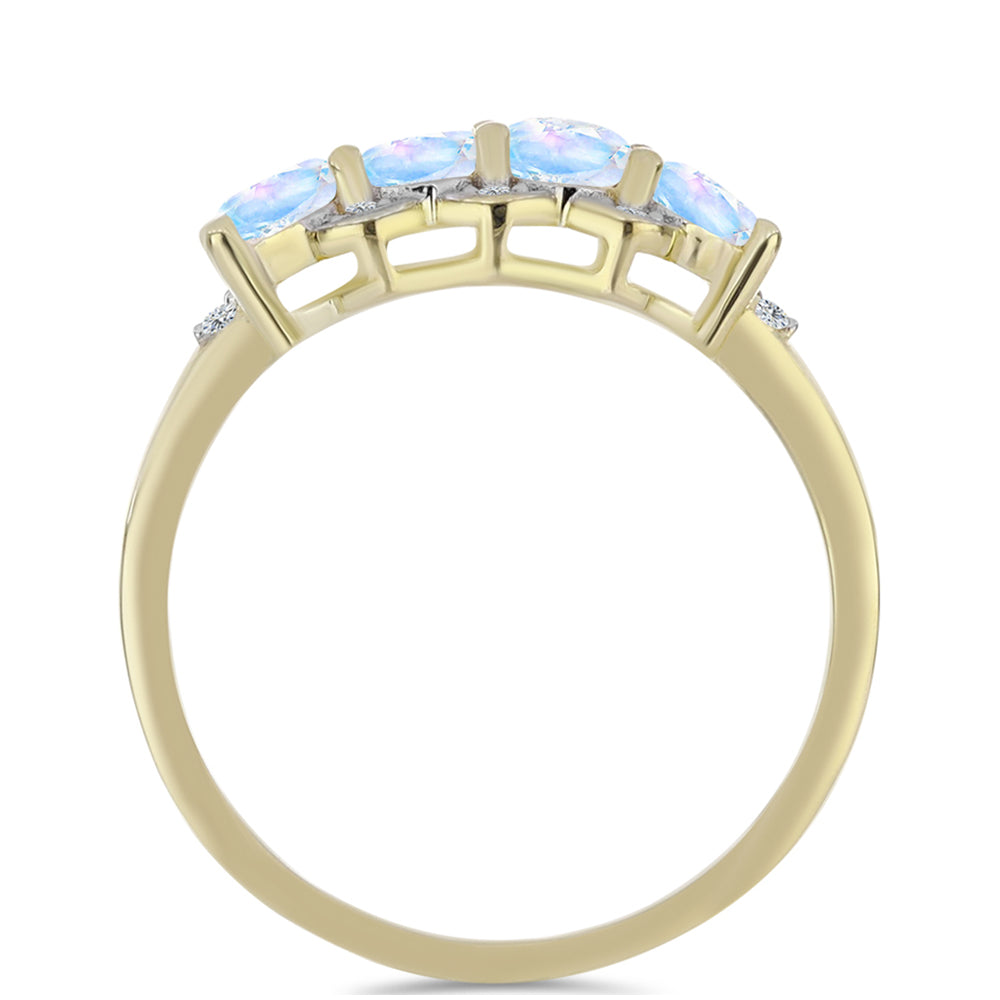 Kullattu hopeaSormus Sateenkaarikuukivellä ja Valkoisella Topaasilla 2 