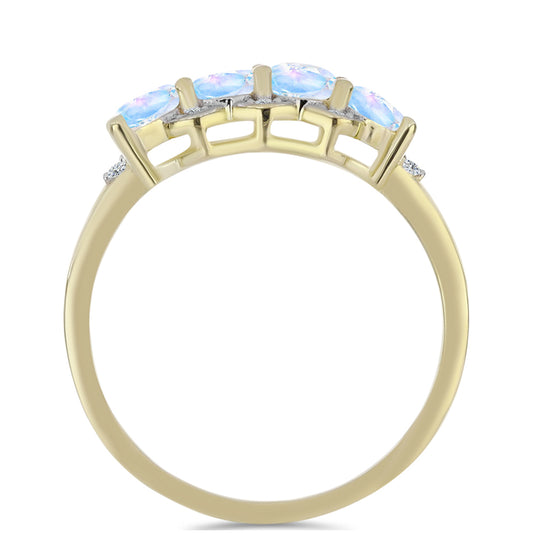 Kullattu hopeaSormus Sateenkaarikuukivellä ja Valkoisella Topaasilla