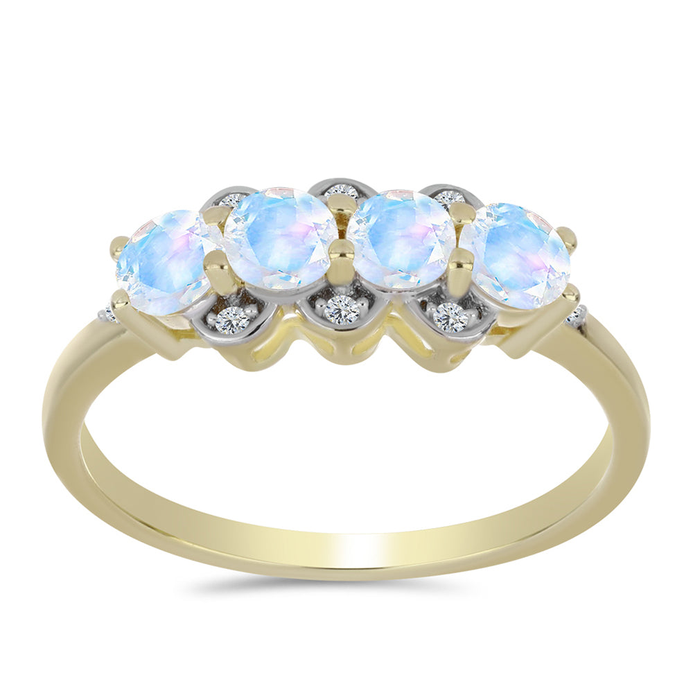 Kullattu hopeaSormus Sateenkaarikuukivellä ja Valkoisella Topaasilla 3 