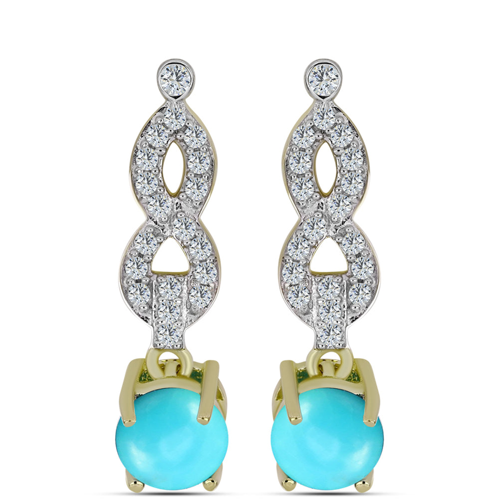 Kullatut hopeat Korvakorut Ruususen Turkoosilla ja Valkoisella Topaasilla 1 