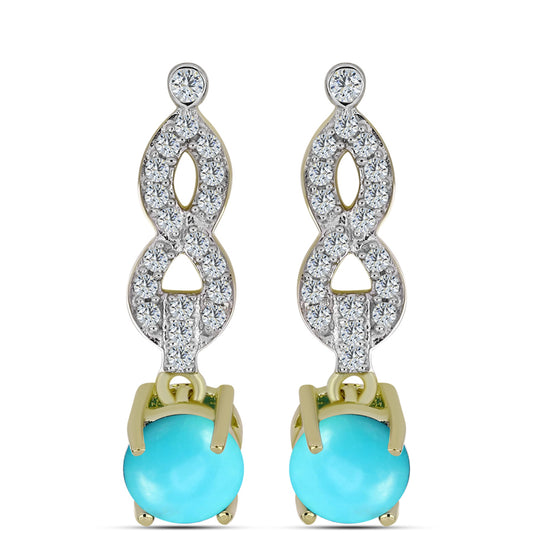 Kullatut hopeat Korvakorut Ruususen Turkoosilla ja Valkoisella Topaasilla