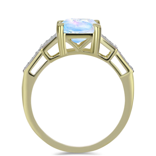 Kullattu hopeaSormus Sateenkaarikuukivellä ja Valkoisella Topaasilla