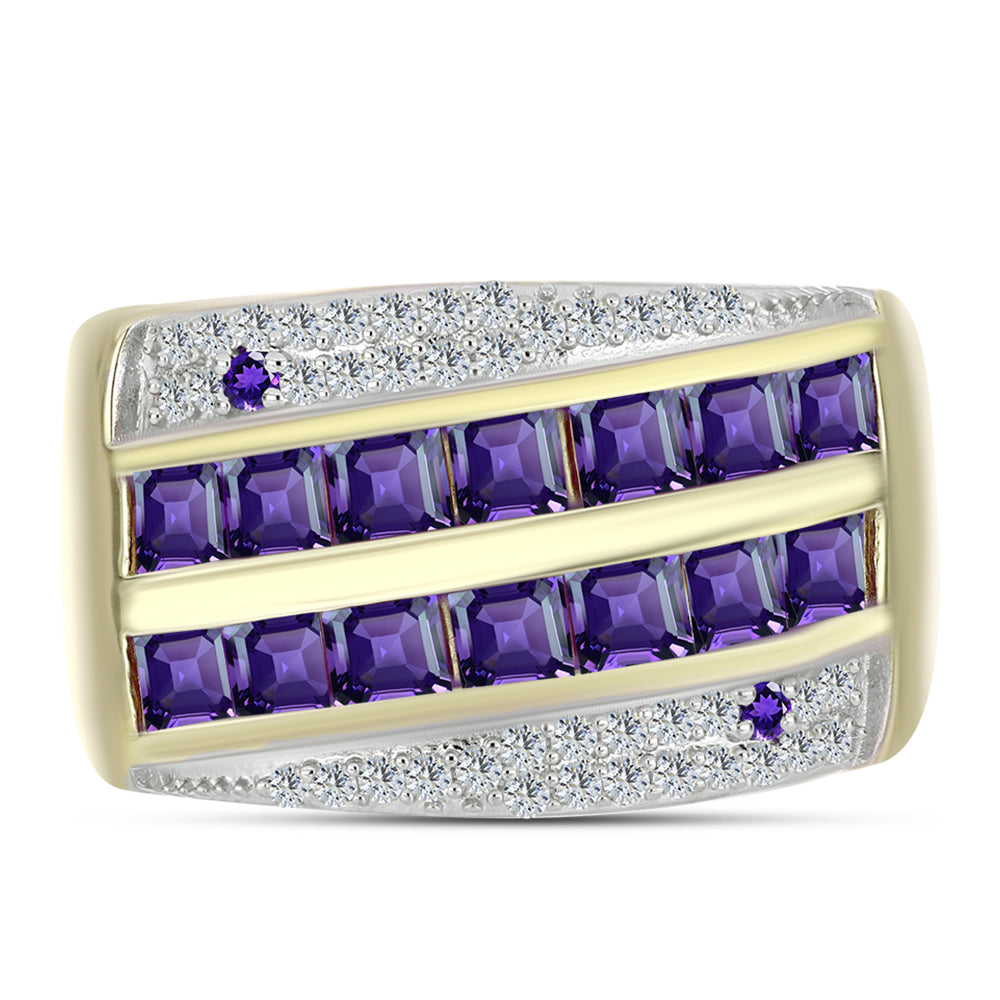 Kullattu hopeaSormus Marokon Ametistilla ja Valkoisella Topaasilla 1 