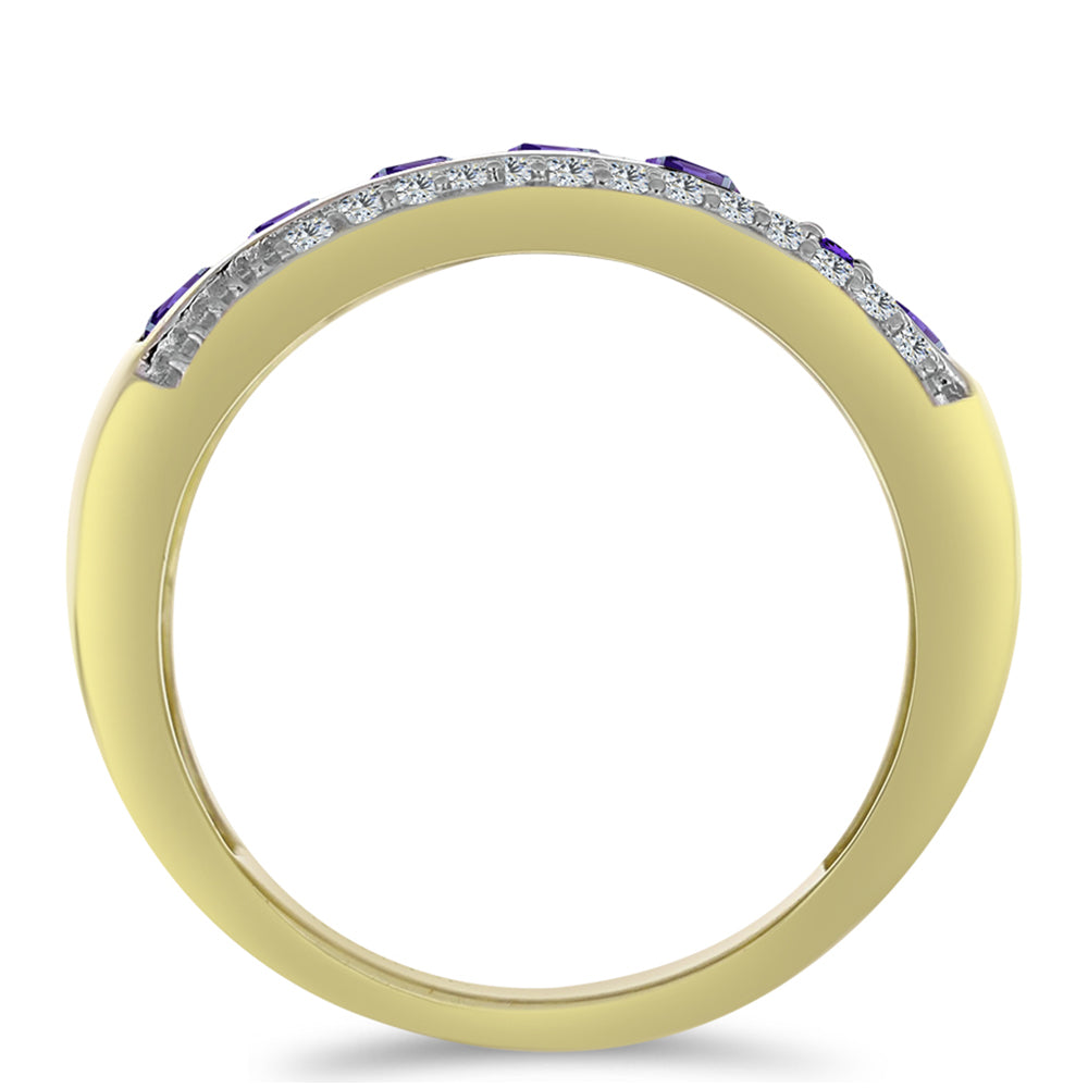 Kullattu hopeaSormus Marokon Ametistilla ja Valkoisella Topaasilla 2 