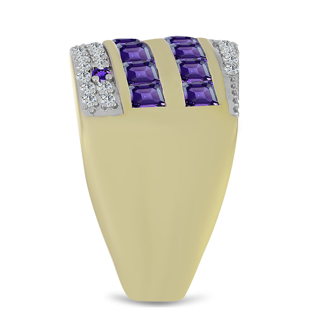 Kullattu hopeaSormus Marokon Ametistilla ja Valkoisella Topaasilla 4 