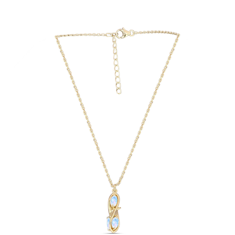 Kullattu hopeaKaulakoru Sateenkaarikuukivellä