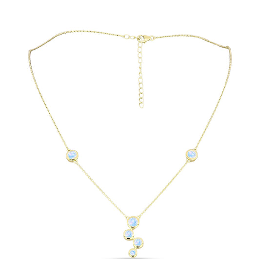 Kullattu hopeaKaulakoru Sateenkaarikuukivellä