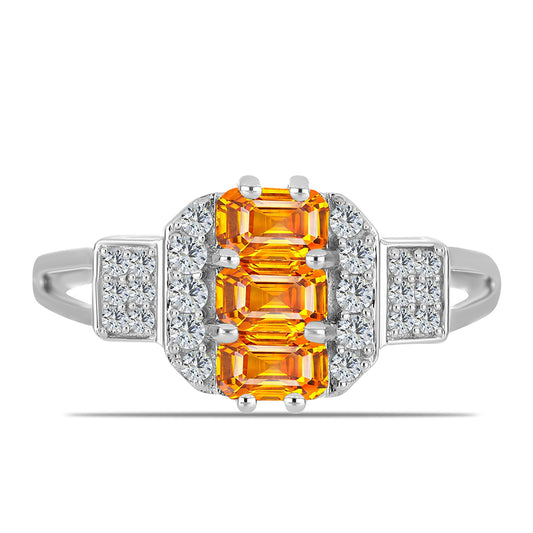 HopeaSormus Padparadschan Safiirilla ja Valkoisella Topaasilla